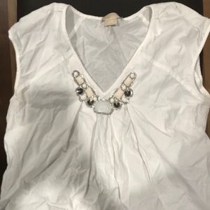 White jewel collar Michael Kors top
